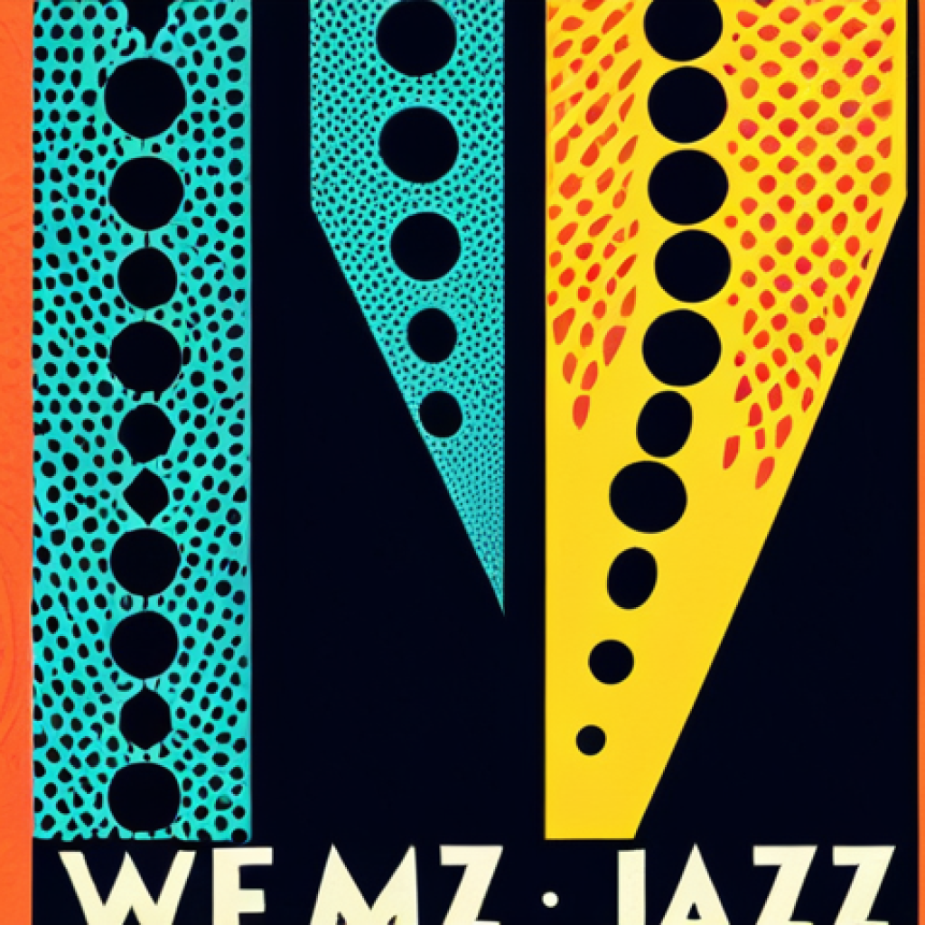 **

"A vibrant poster design for a jazz festival, showcasing a bold contrast between a classic, heavy typeface for the title and a lighter, modern font for the details. The background features a subtle, textured pattern that adds depth. Warm and cool color contrasts create visual tension and capture attention. Focus on the dynamic interplay between typography and color."

**